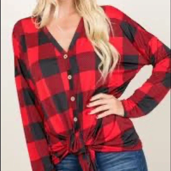 Bibi brand. NWT (boutique). Red and black buffalo check - Picture 5 of 5